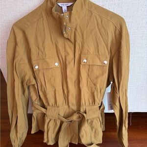 Nine West Mustard Utility Jacket with Self-Tie Belt